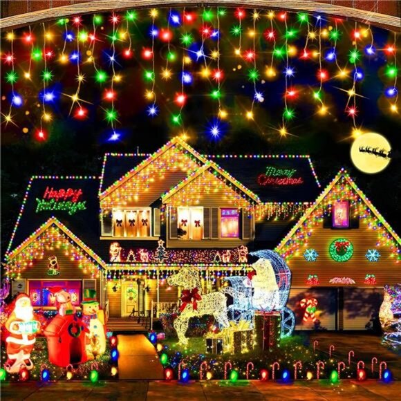 ChristmasLights, 400 LED 32.8 FT 8 Modes 75 Drops Fairy String Curtain Lights